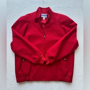 Vintage Pendleton Mens Bomber Jacket Large Red Virgin Wool Zip‎ Up Coat USA Made